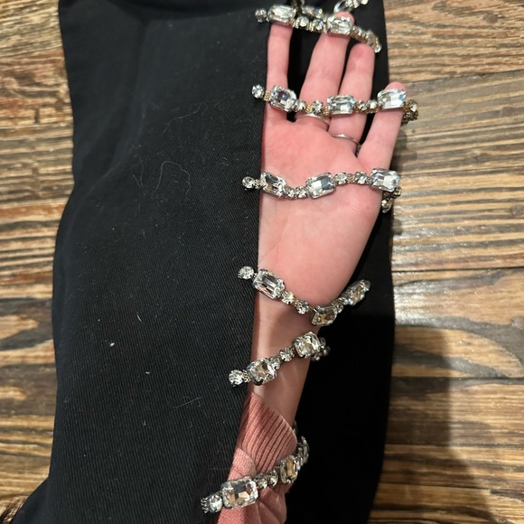 AKIRA NWT Black rhinestone open side jeans - Picture 2 of 6